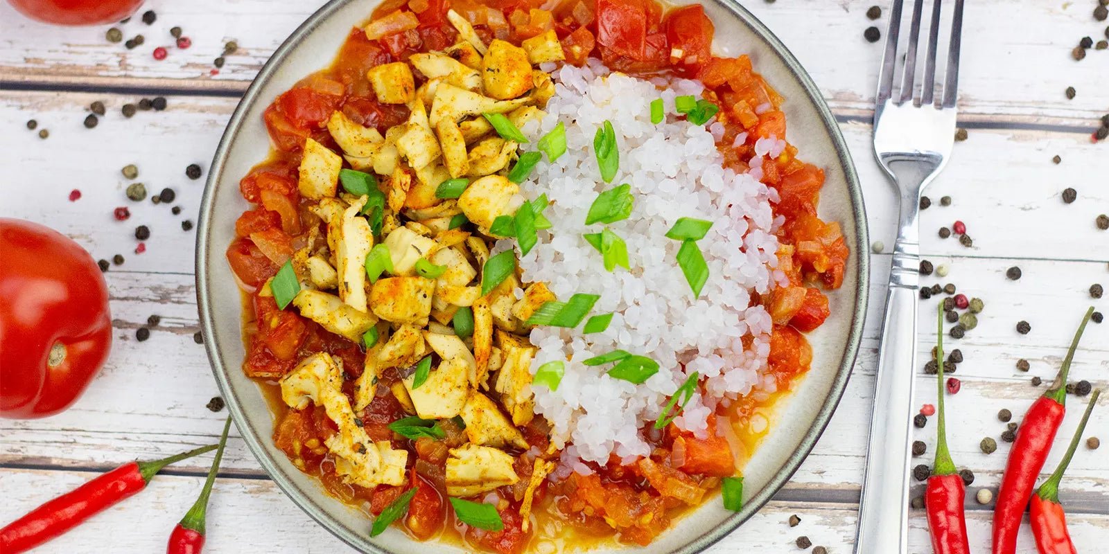 Kalorienarmer Hähnchenersatz mit Konjakreis - VitalBodyPLUS.de