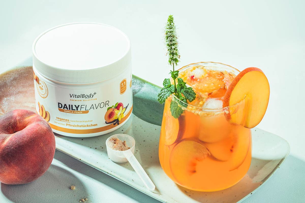 Zuckerfreier Pfirsich-Eistee - VitalBodyPLUS.de