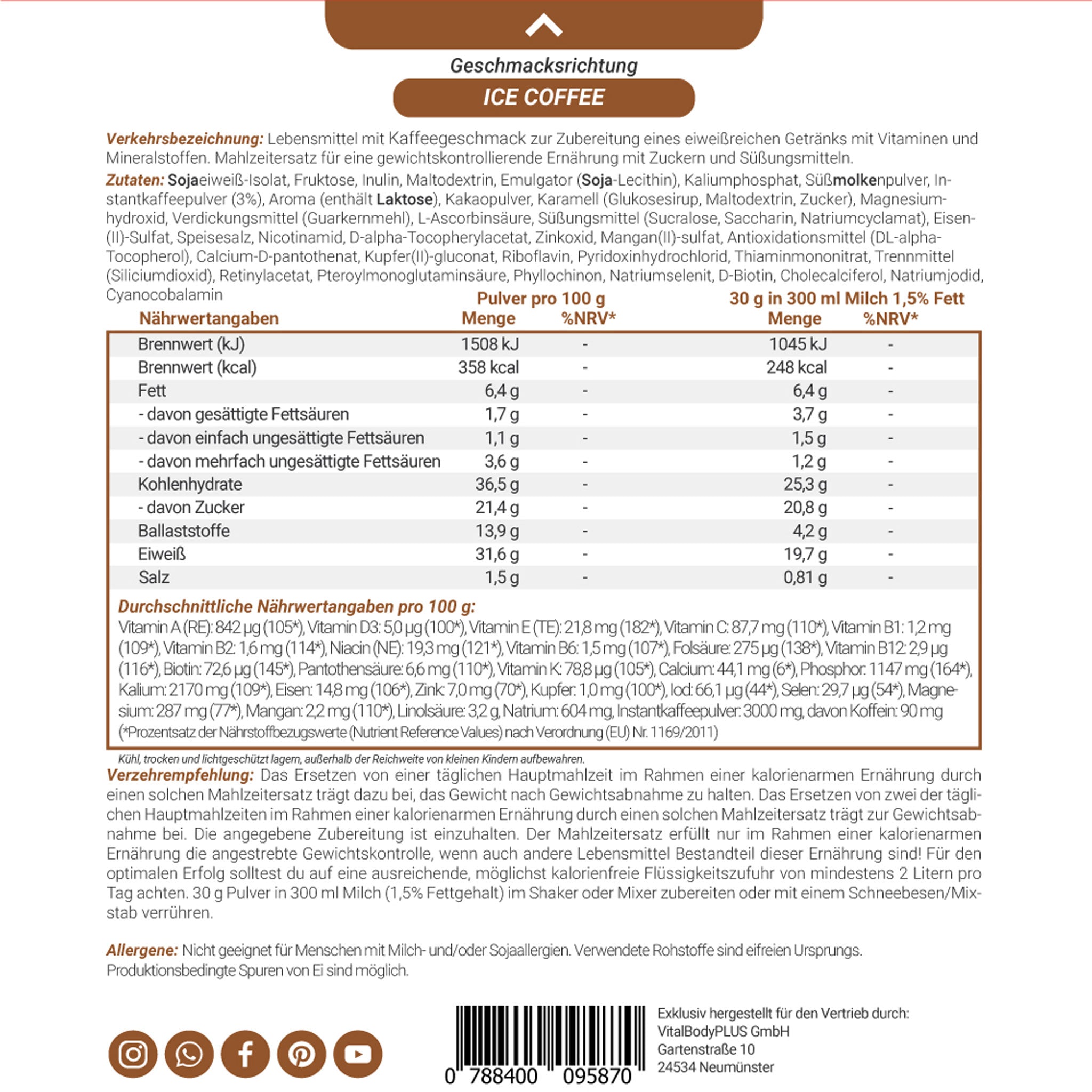 Produktetikette vom DailyShake To Go Pack Ice Coffee