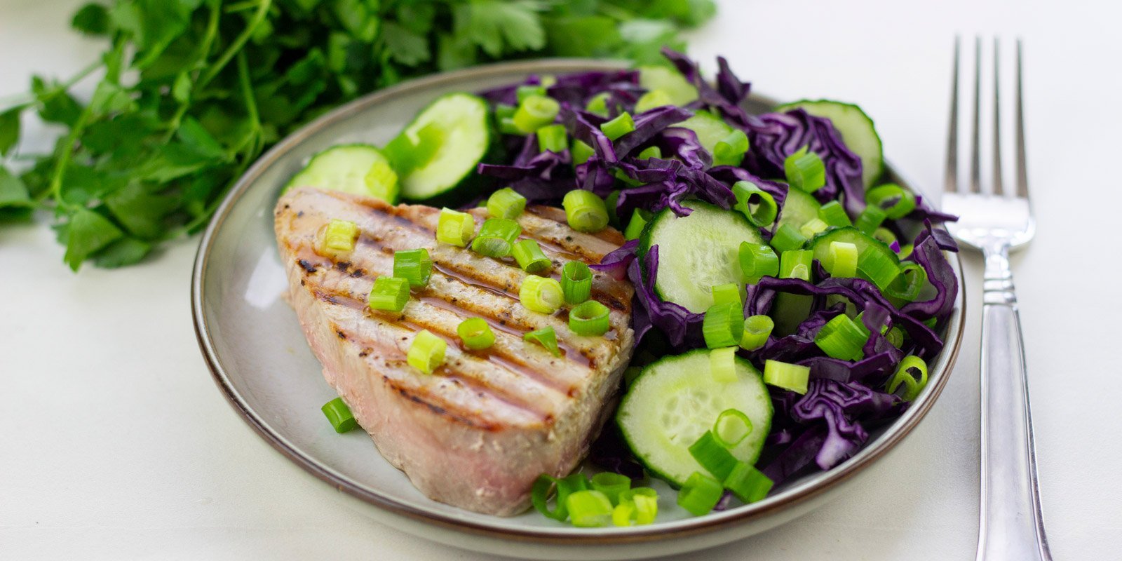 Thunfisch mit frischem Rotkohlsalat - VitalBodyPLUS.de