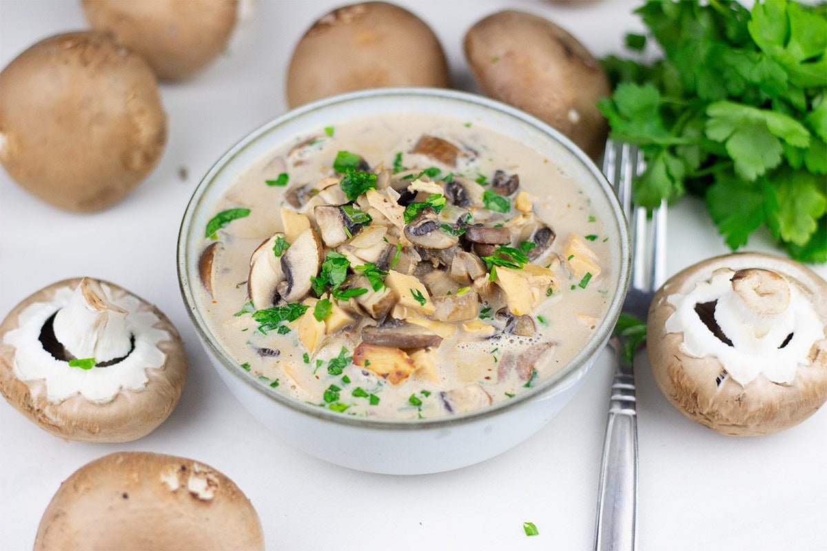 Veganes Hähnchen mit Champignons - VitalBodyPLUS.de