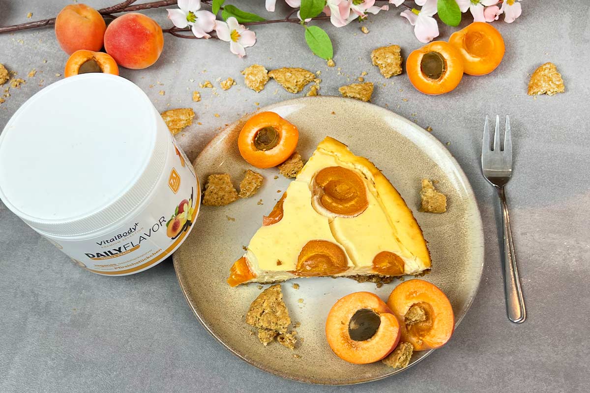 Proteinreicher Aprikosen Cheesecake - VitalBodyPLUS.de