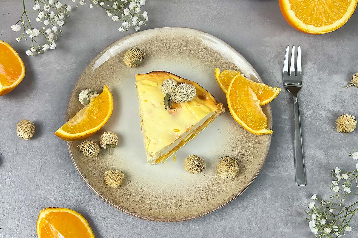 Omas Magerquark Cheesecake mit Mandarinen - VitalBodyPLUS.de
