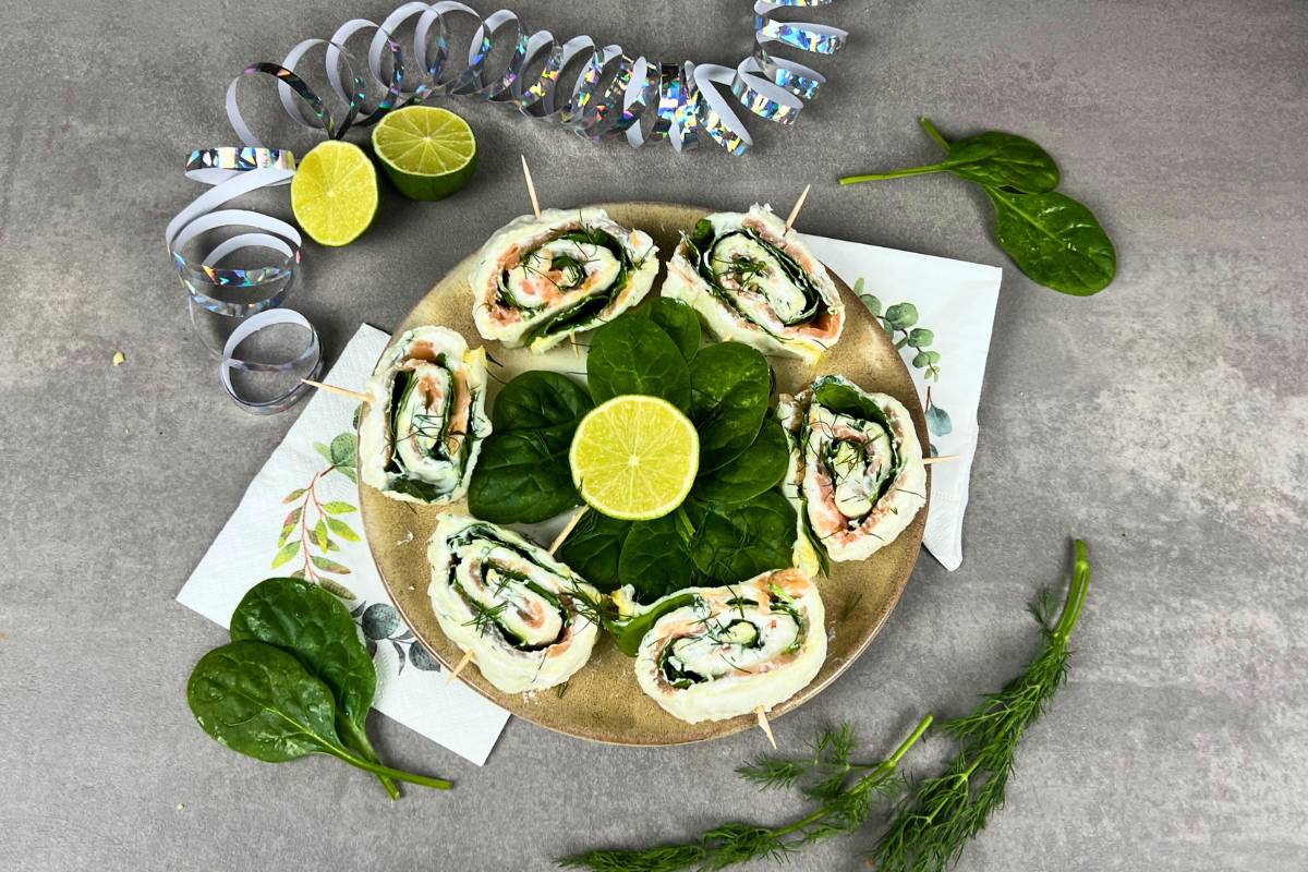 Herzhafte Lachs-Spinat-Röllchen