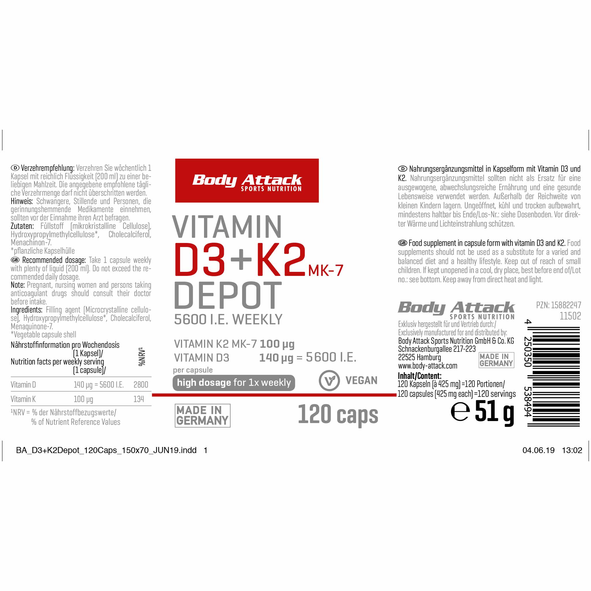 Vitamin D3 + K2 Depot - VitalBodyPLUS.de