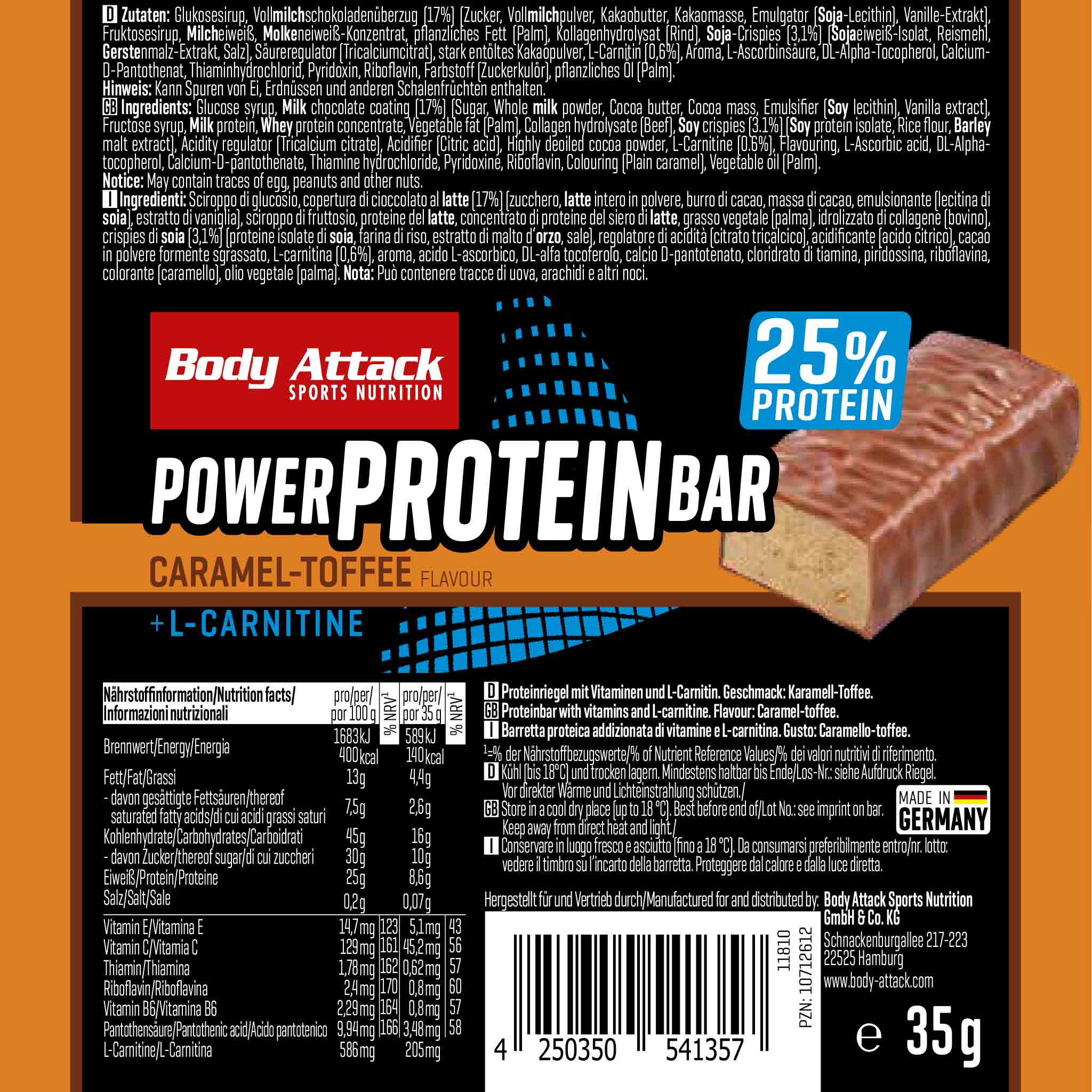 Power Protein Bar Riegel (24x35g) - VitalBodyPLUS.de