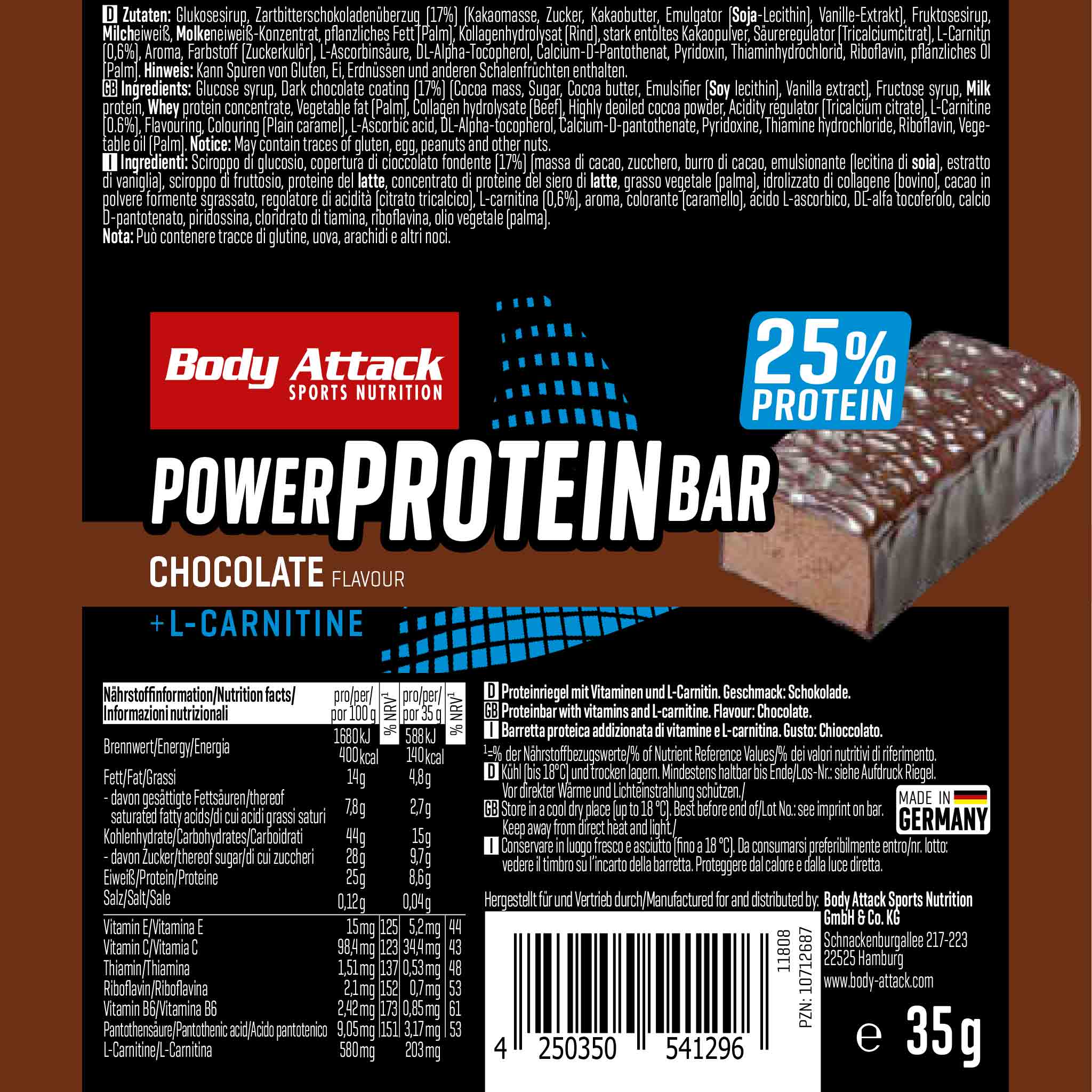 Power Protein Bar Riegel (24x35g) - VitalBodyPLUS.de