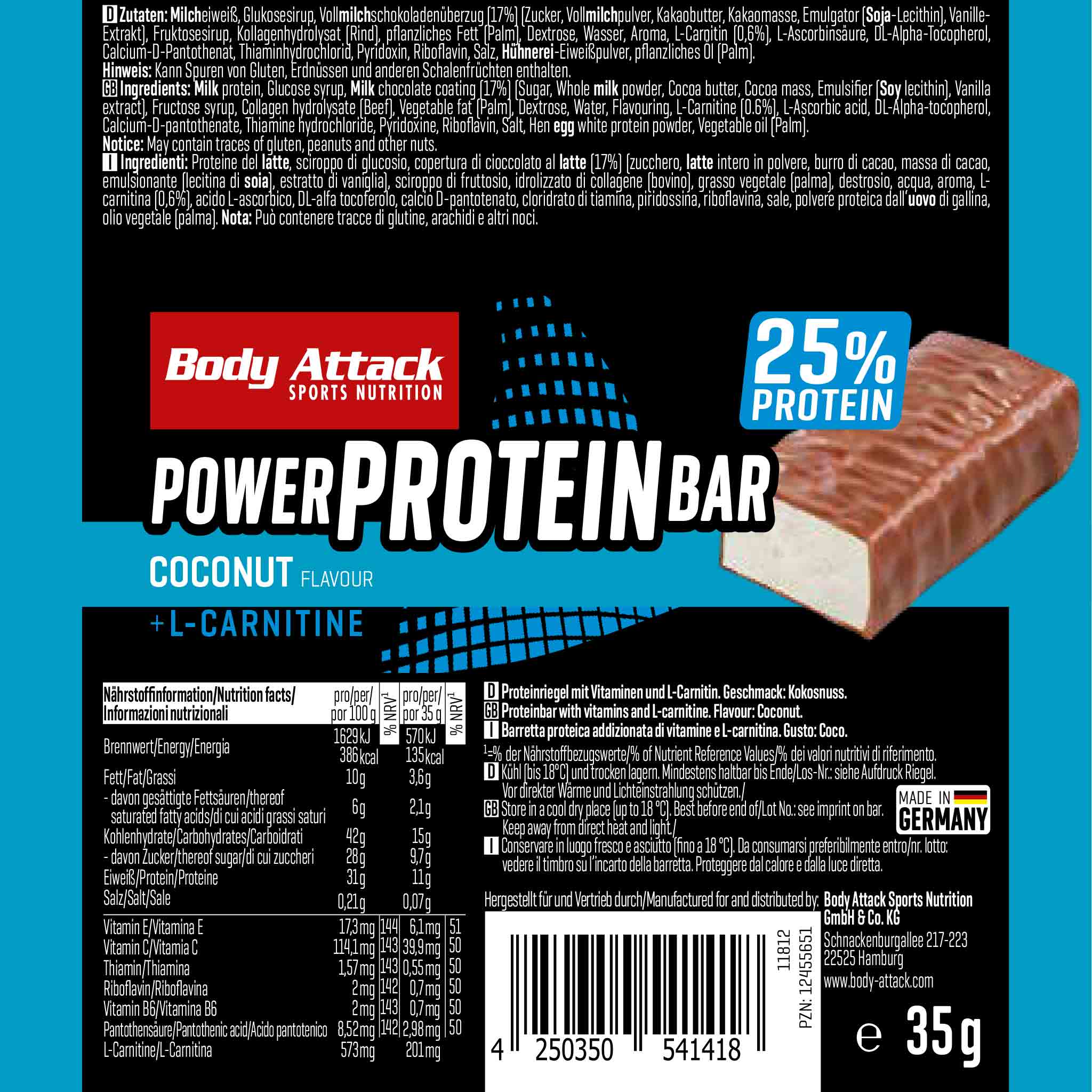 Power Protein Bar Riegel (24x35g) - VitalBodyPLUS.de