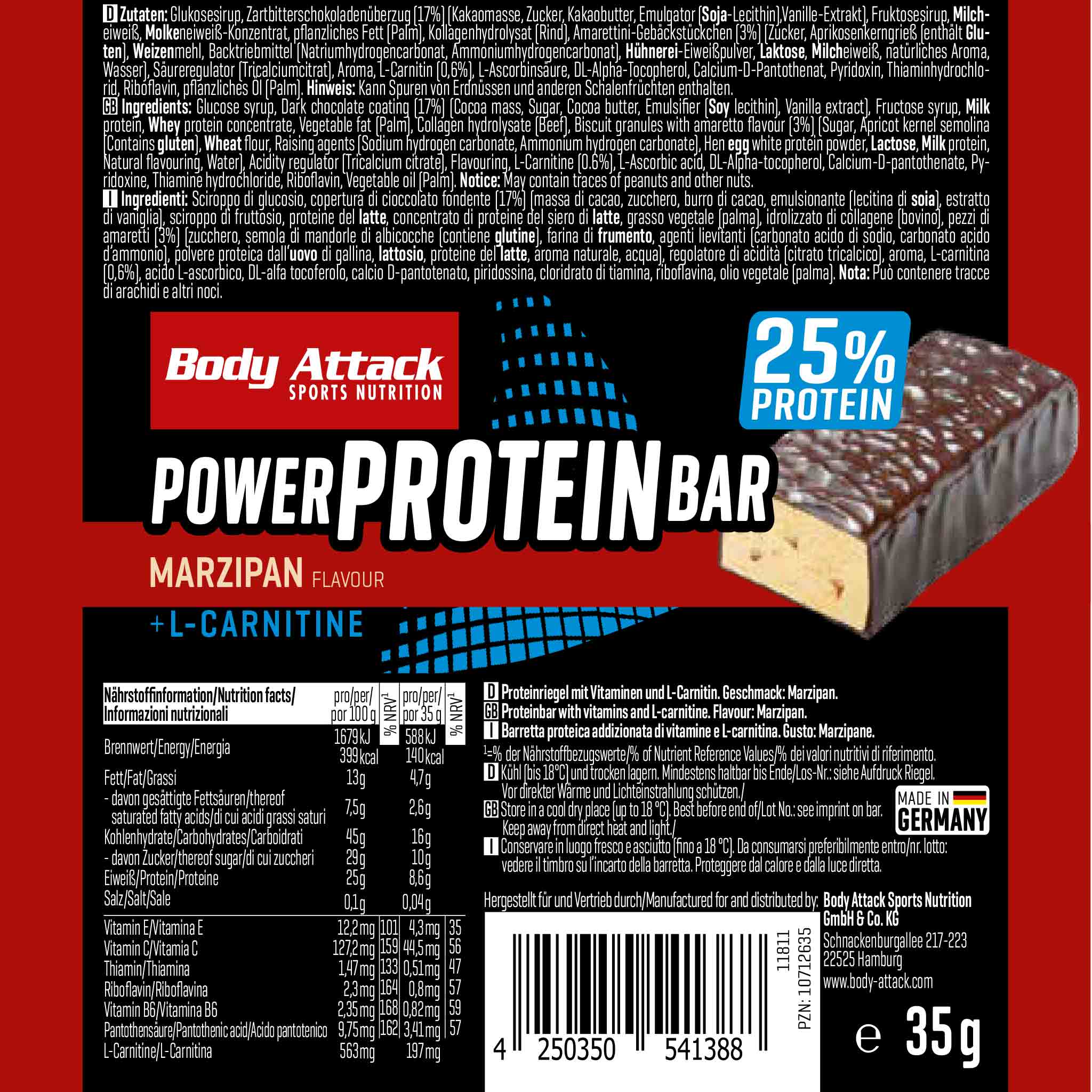 Power Protein Bar Riegel (24x35g) - VitalBodyPLUS.de