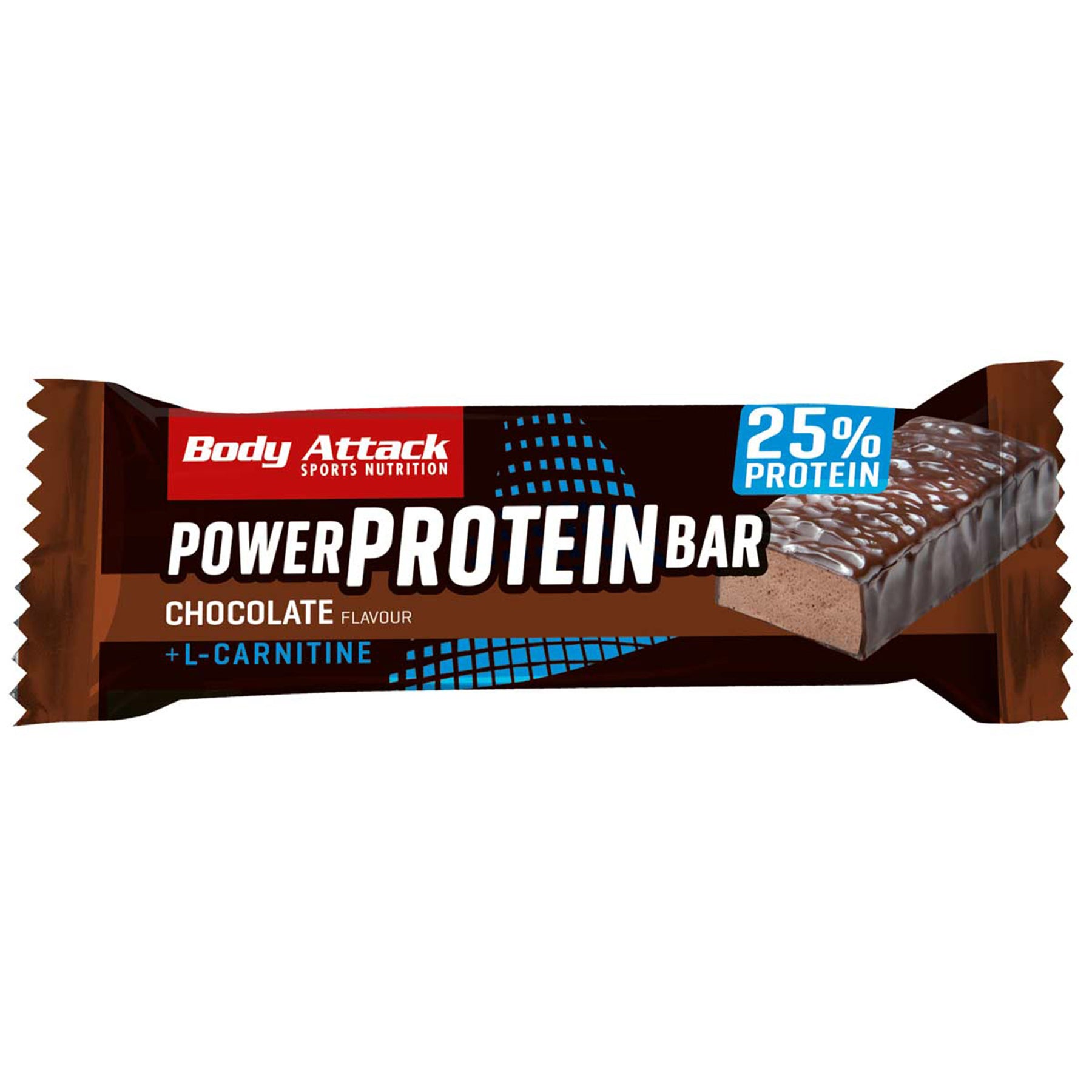 Power Protein Bar Chocolate Flower mit weißem Hintergrund