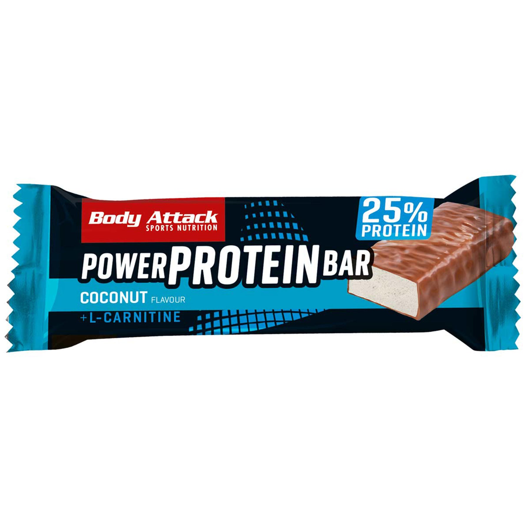 Power Protein Bar Coconut mit weißem Hintergrund
