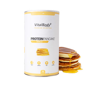 ProteinPancake von VitalBodyPLUS mit Pancakes und Sauce mit weißem Hintergrund