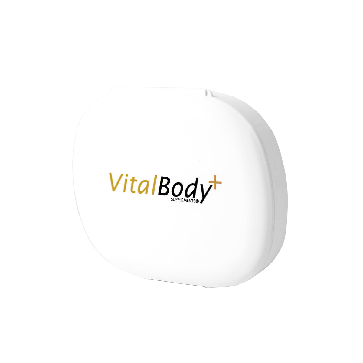 Tablettenbox von VitalBodyPLUS mit weißem Hintergrund