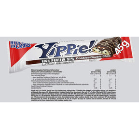 Weider Yippie Riegel Cookies-Double Choc Produktetikette